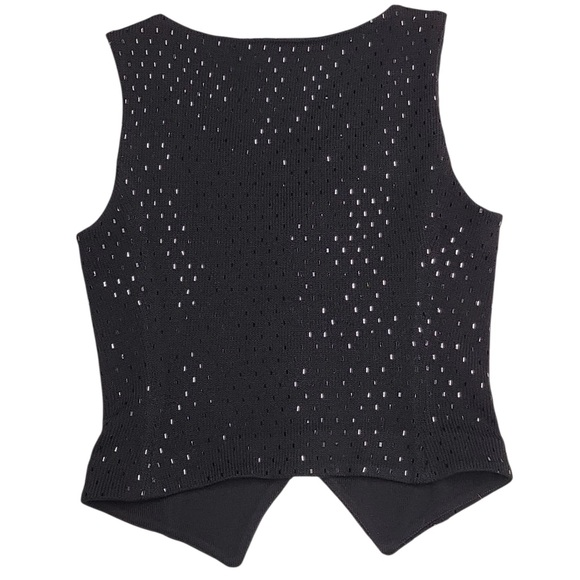 St John Evening Top Size Black Sleeveless Rhinestone Knit Vest Size:Small? - Picture 2 of 7